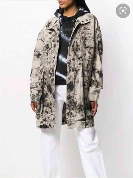 Eckhaus Latta Tie Dye Denim Jacket Black Gray Tie Dye Unisex Size S Oversized